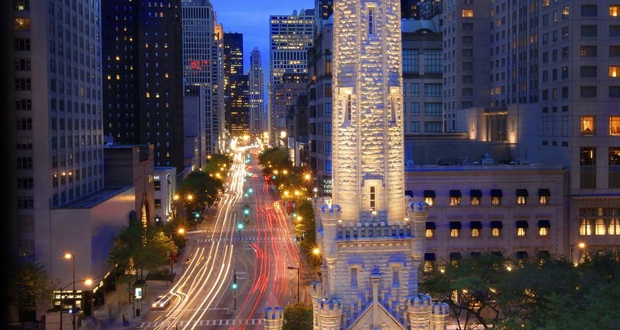 Magnificent Mile e Water Tower em Chicago
