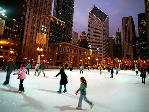 Inverno em Chicago: patinação