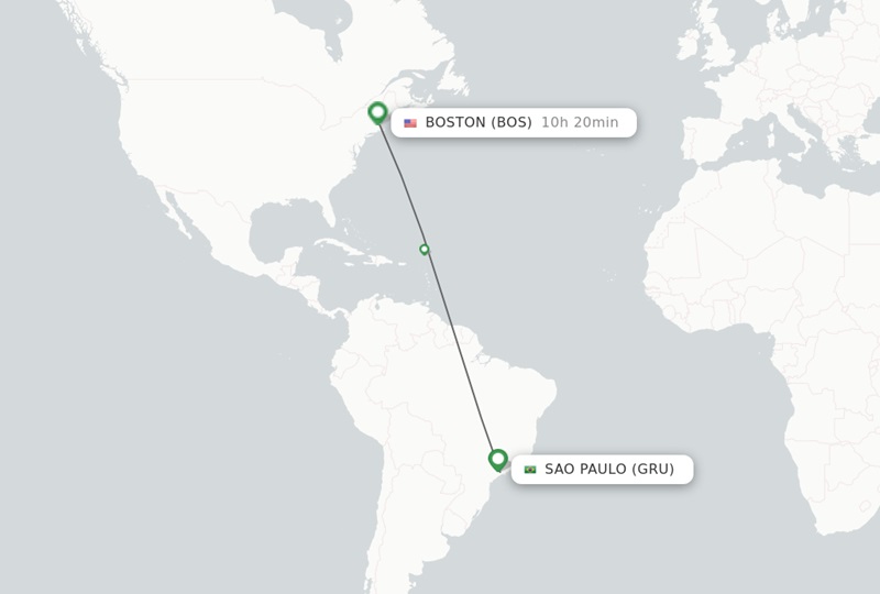 Mapa de São Paulo até Boston