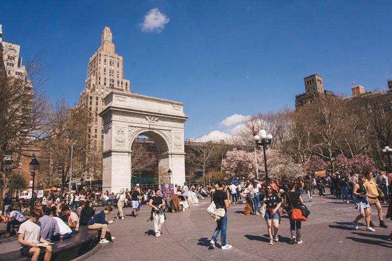 Washington Square Park em Nova York na primavera