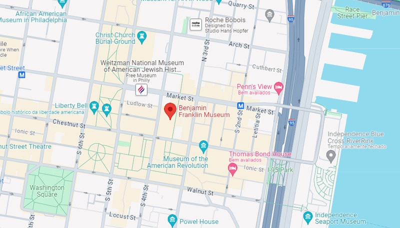 Mapa do Museu Benjamin Franklin na Filadélfia
