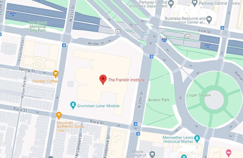 Mapa do Instituto Franklin na Filadélfia